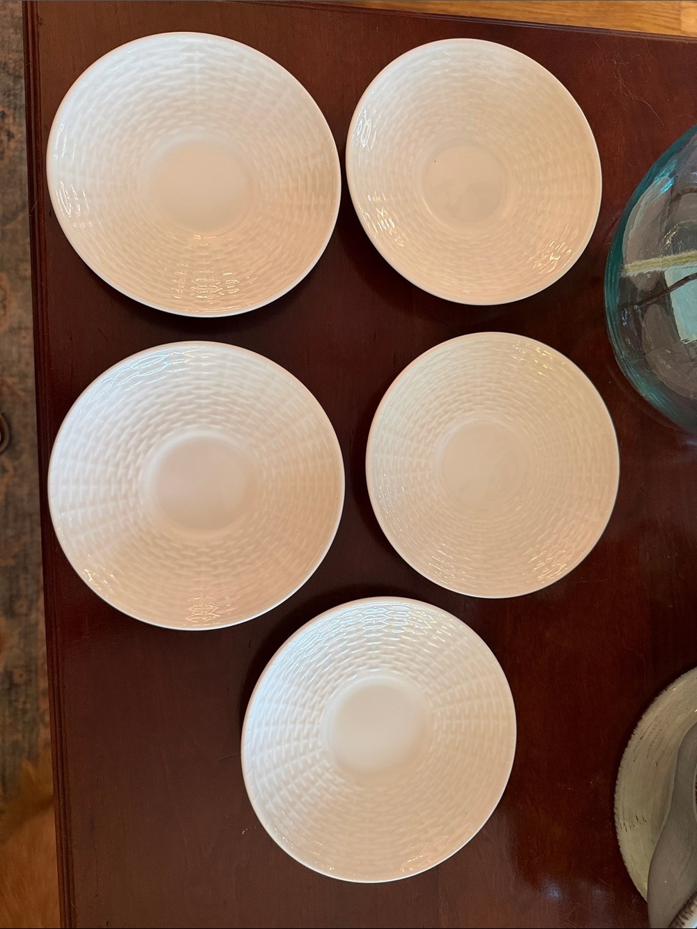 Wedgwood White Nantucket Pattern Saucers - Set of 5